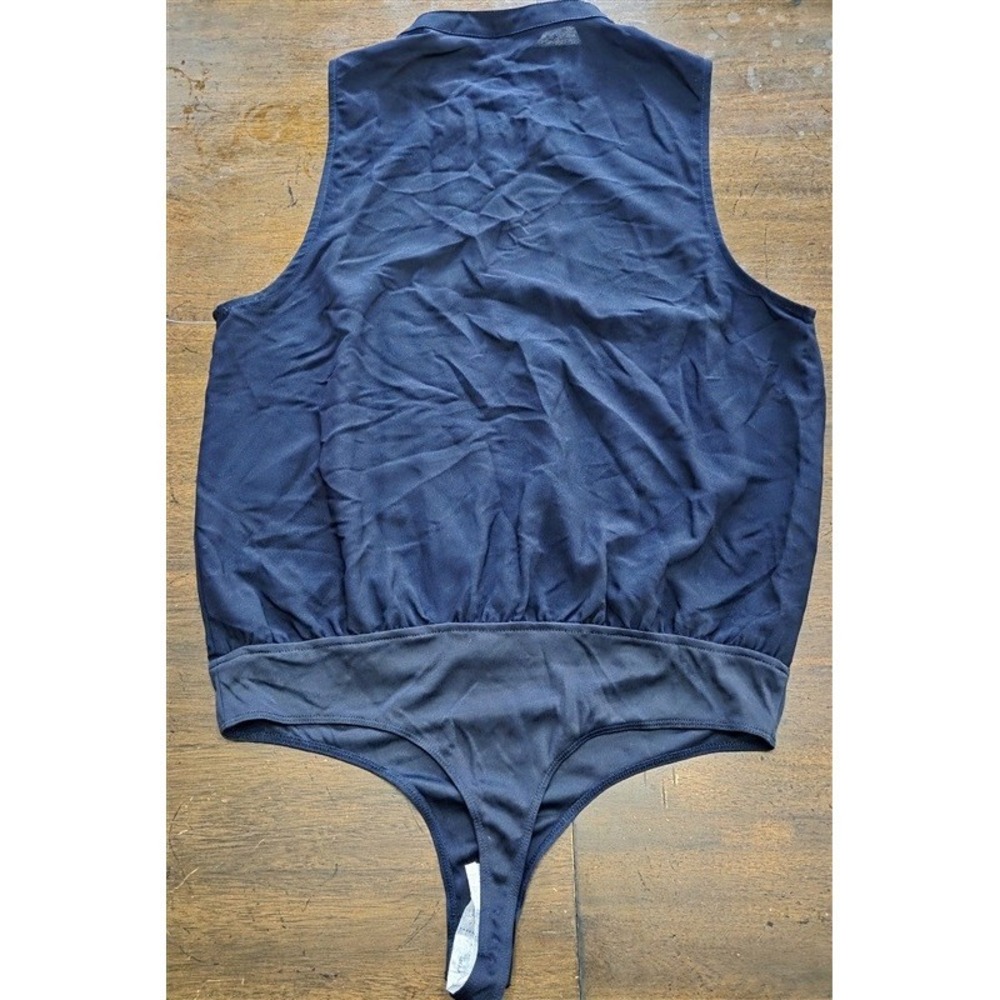 NWT Violets & Rose L Blue Button Up Pleated Thong Bodysuit 125527 - Picture 2 of 3
